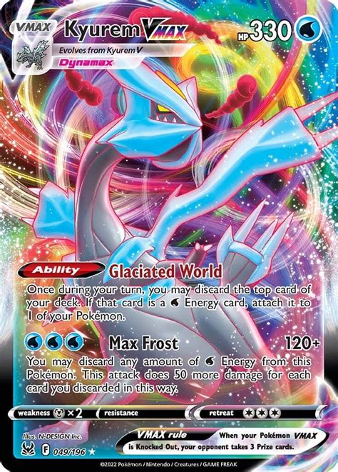 Kyurem V 220 HP When Pok&233;mon-V has been Knocked Out, your opponent takes 2 Prize cards. . Kyurem vmax rainbow